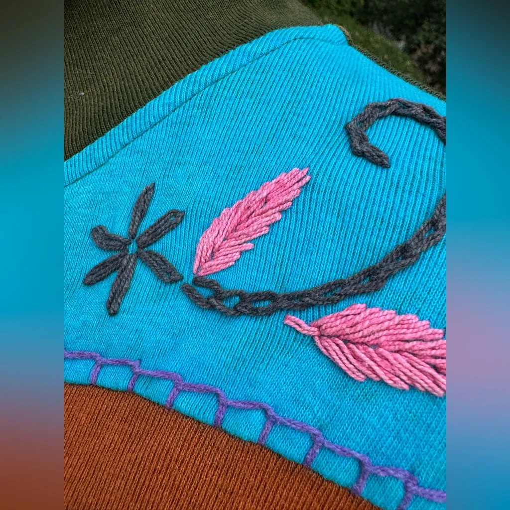 Colorful Embroidered Patchwork boho hippie Women's Jacket Green Size undefined - Image 5