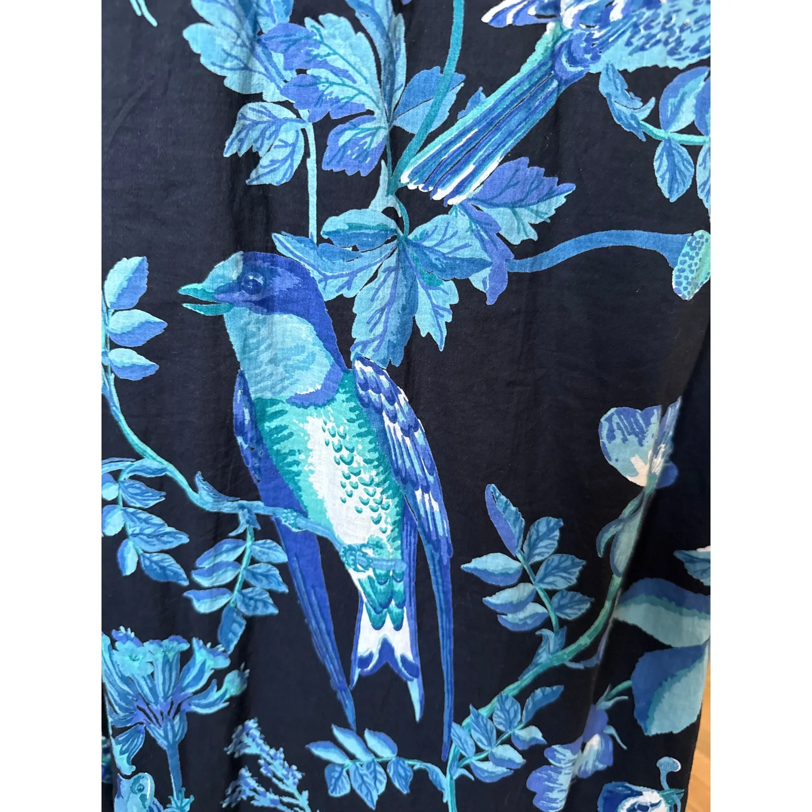 Banjanan Melany Maxi Tropical Print Dress In Hedgerow Black Size Small Blue - Image 7