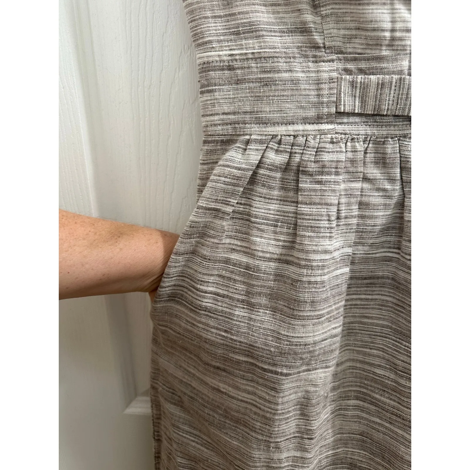 Banana Republic Strapless Linen Cotton Blend Coastal Dress w Pockets Sz 0 EUC XS - Image 6