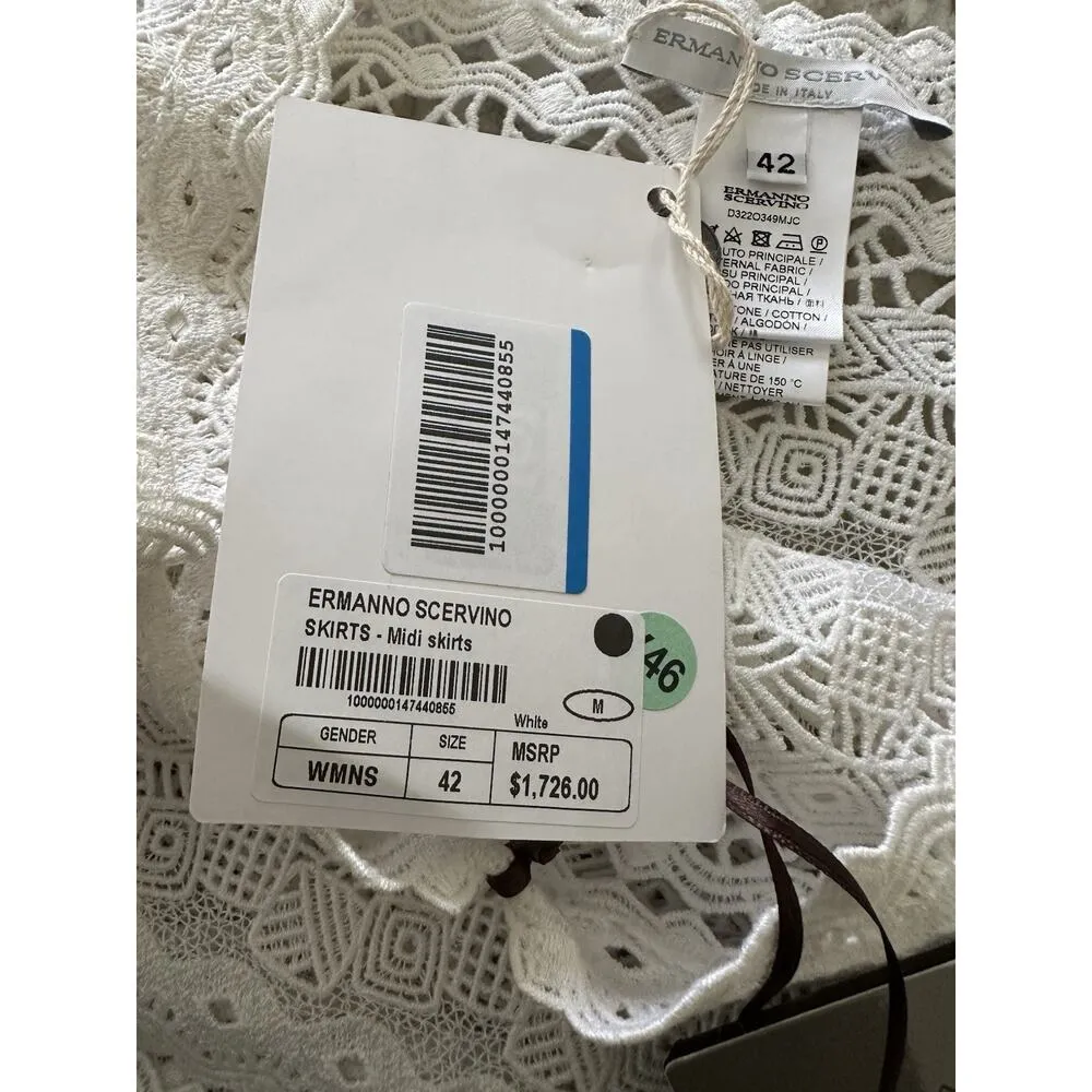 ERMANNO SCERVINO White Skirt Lace Pencil Wrap Lined Zipper Sz 40 NWT $1,655 - Image 11