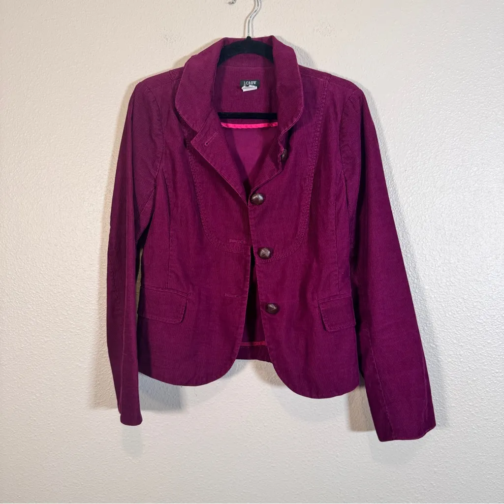 J Crew Magenta Pink Corduroy Blazer Jacket Womens 8 Y2K Dark Academia Preppy - Image 8