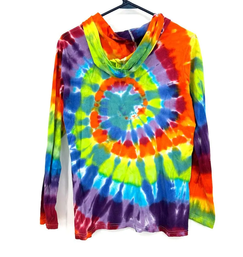 Disney Parks size small rainbow hooded long sleeve shirt top Mickey design front - Image 2