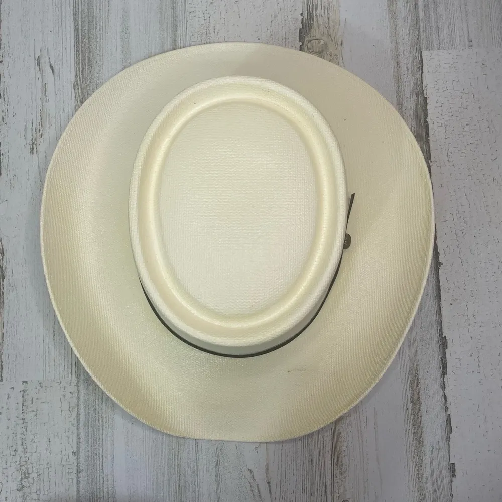 Arlop Vintage‎ Coated Straw Banded Hat size 7 1/8 Mexico White Ivory - Image 10