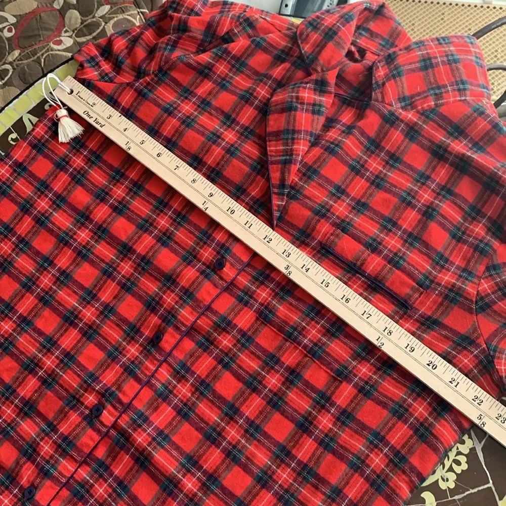 TARTAN PLAID PAJAMA SET Top & Bottom Sz:L Black Size L - Image 4