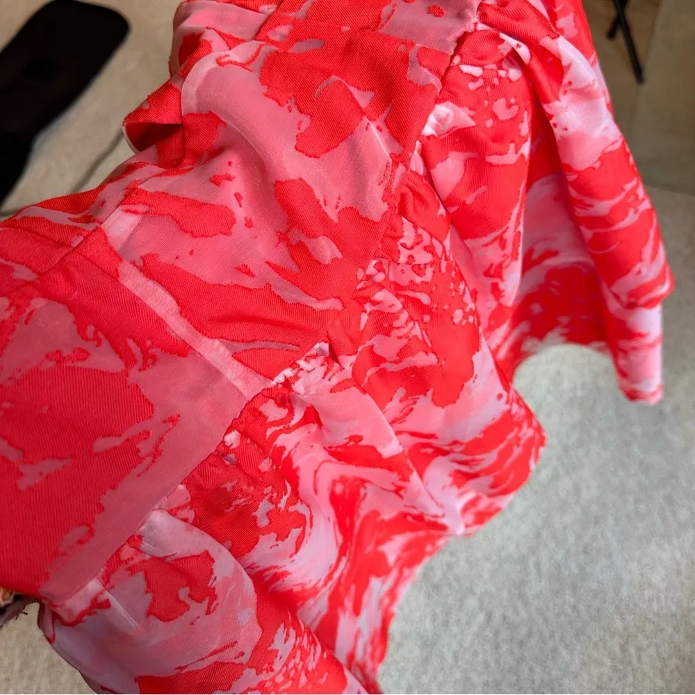 NWT  Red Floral Layered Hem Mini Dress Size Medium - Image 12