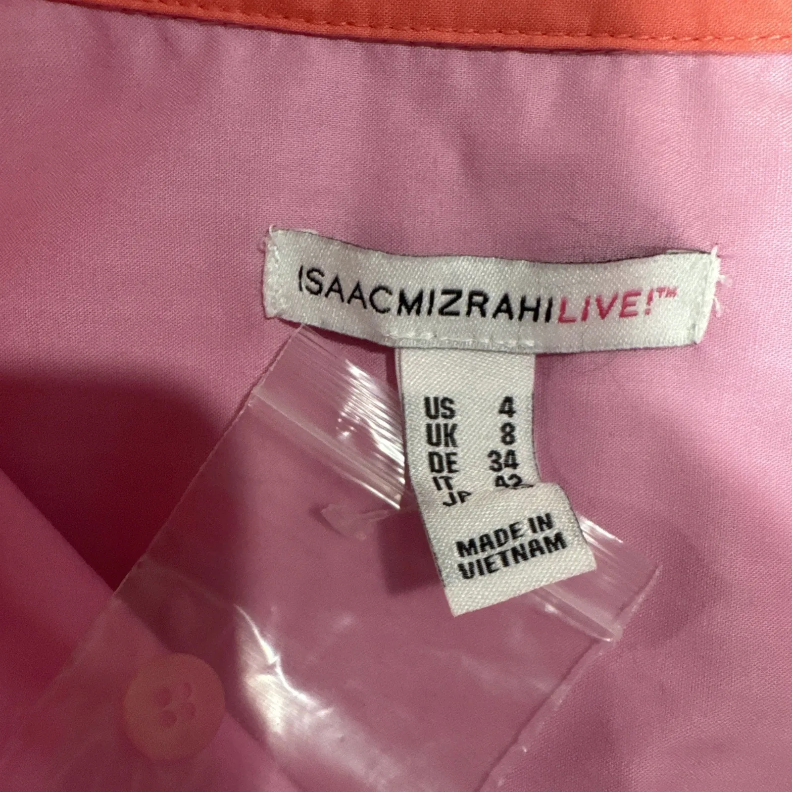 Isaac Mizrahi Live Color Block Poplin Dress Size 4 A-Line Short Sleeve Pink - Image 5