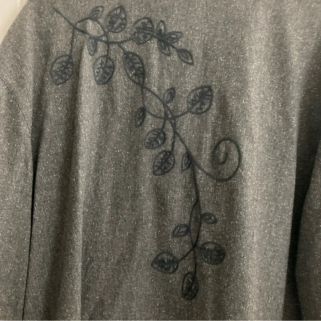 J.Jill Stretch Button Lined XL Rayon Wool Silk Cardigan Gray Office - Image 13