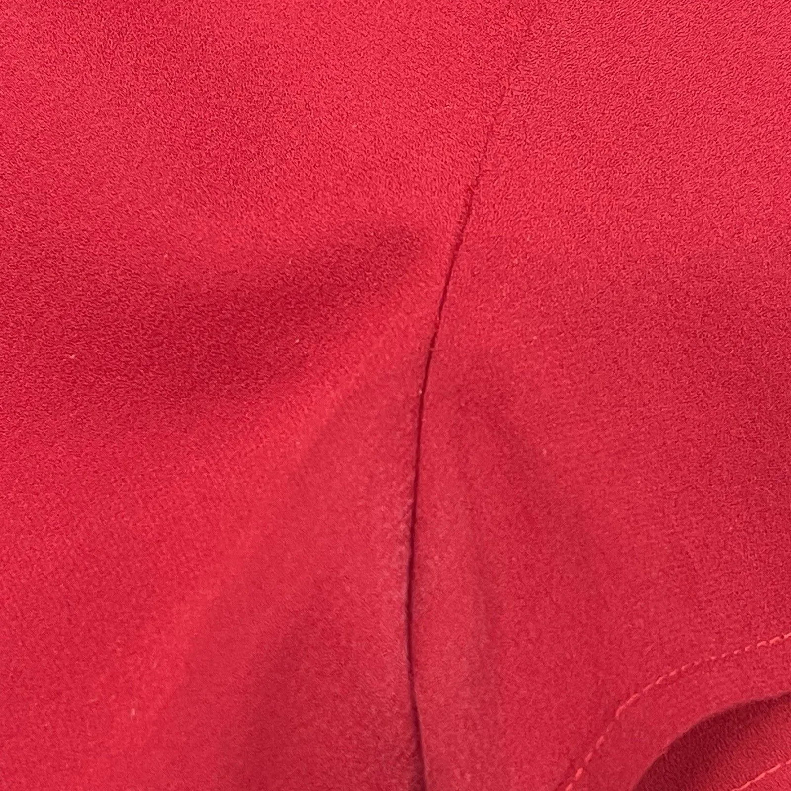 Vintage 100% Silk Size 6 Red Midi Dress Solid Cherry Red Christmas Minimalist - Image 10