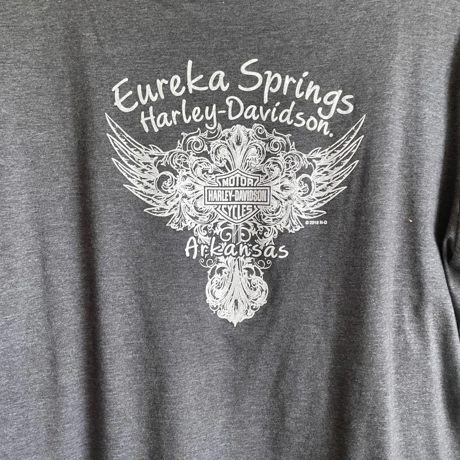 Harley Davidson Harley‎ Davidson Women Top XL Gray Eureka Springs Logo Print Motorcycle Biker - Image 4