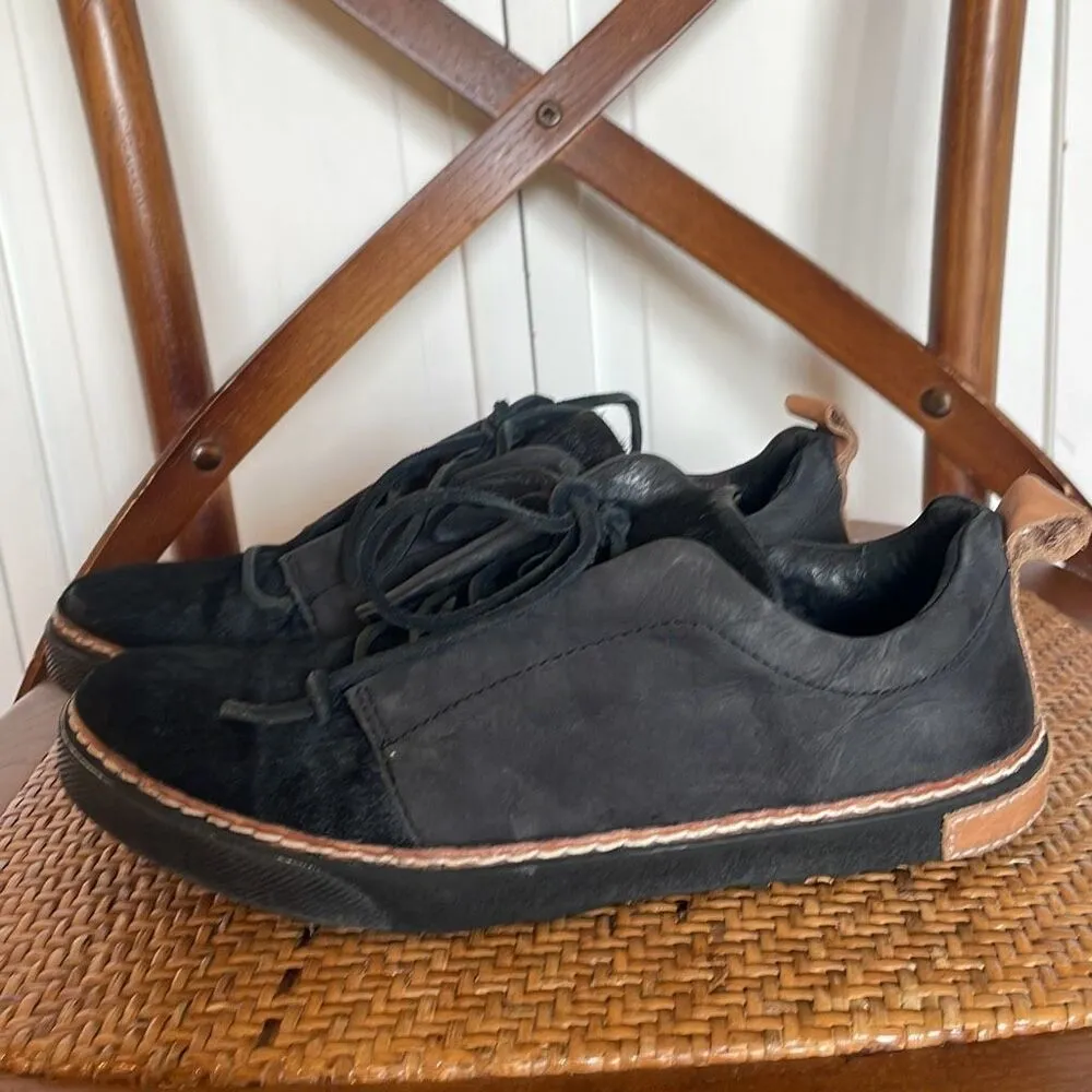 Blackstone leather and calf hair lace up fashion sneaker 38/7 Black - Image 6