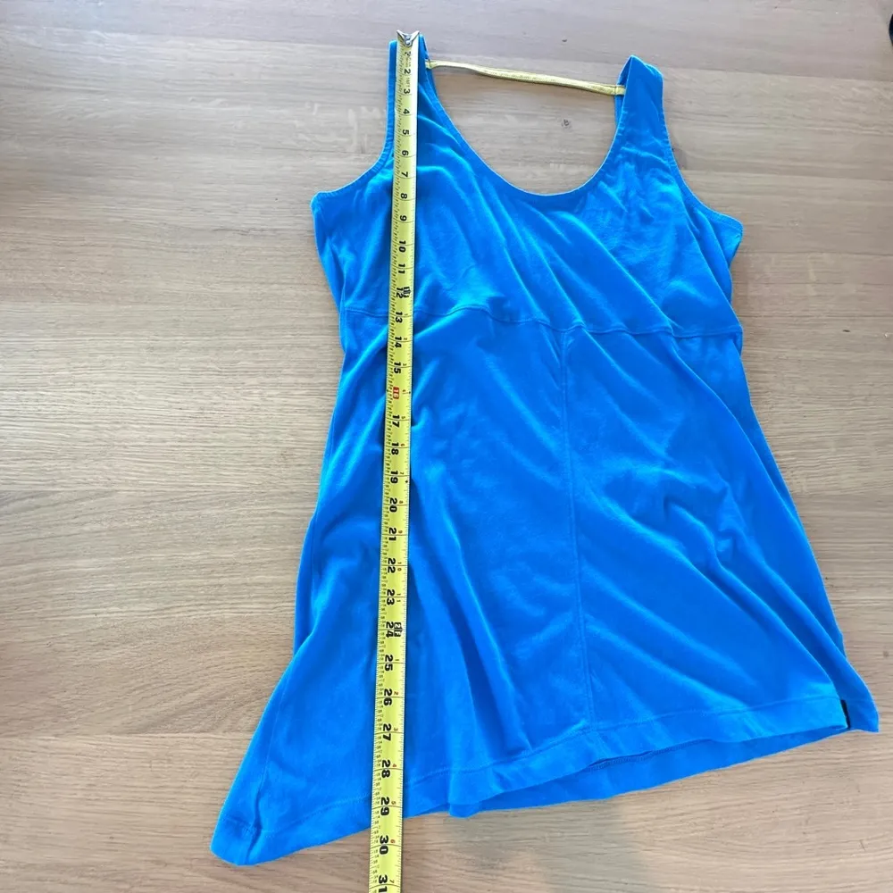 SATVA 100% Organic Cotton Tunic Tank Top Blue/Gold Asymmetrical Athleisure Sz M - Image 9