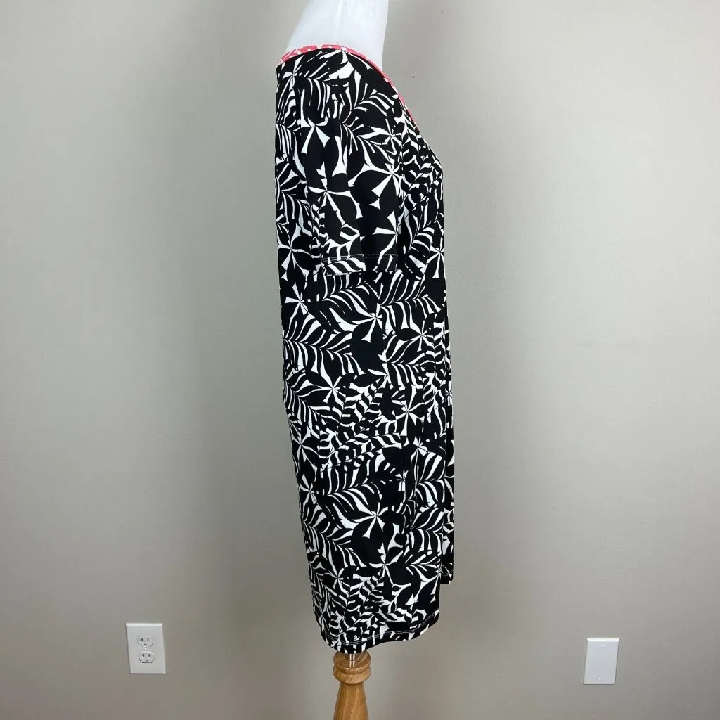Tommy Bahama Dress Womens‎ Small Black White Palm Print Shift Short Sleeve Mini - Image 5