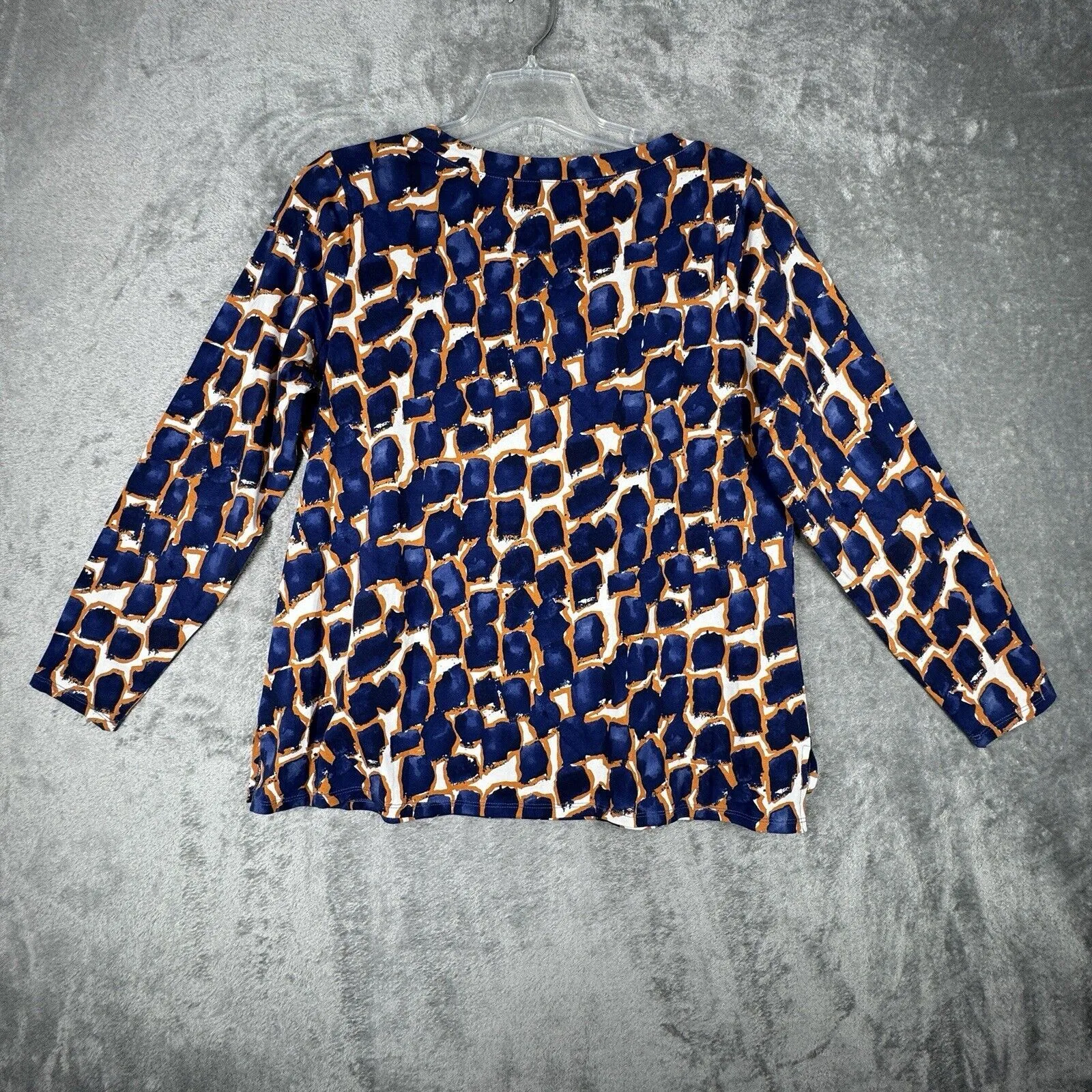 Belle by Kim Gravel Shirt Womens Medium Blue‎ Orange Geometric Casual Colorful Blue - Image 3