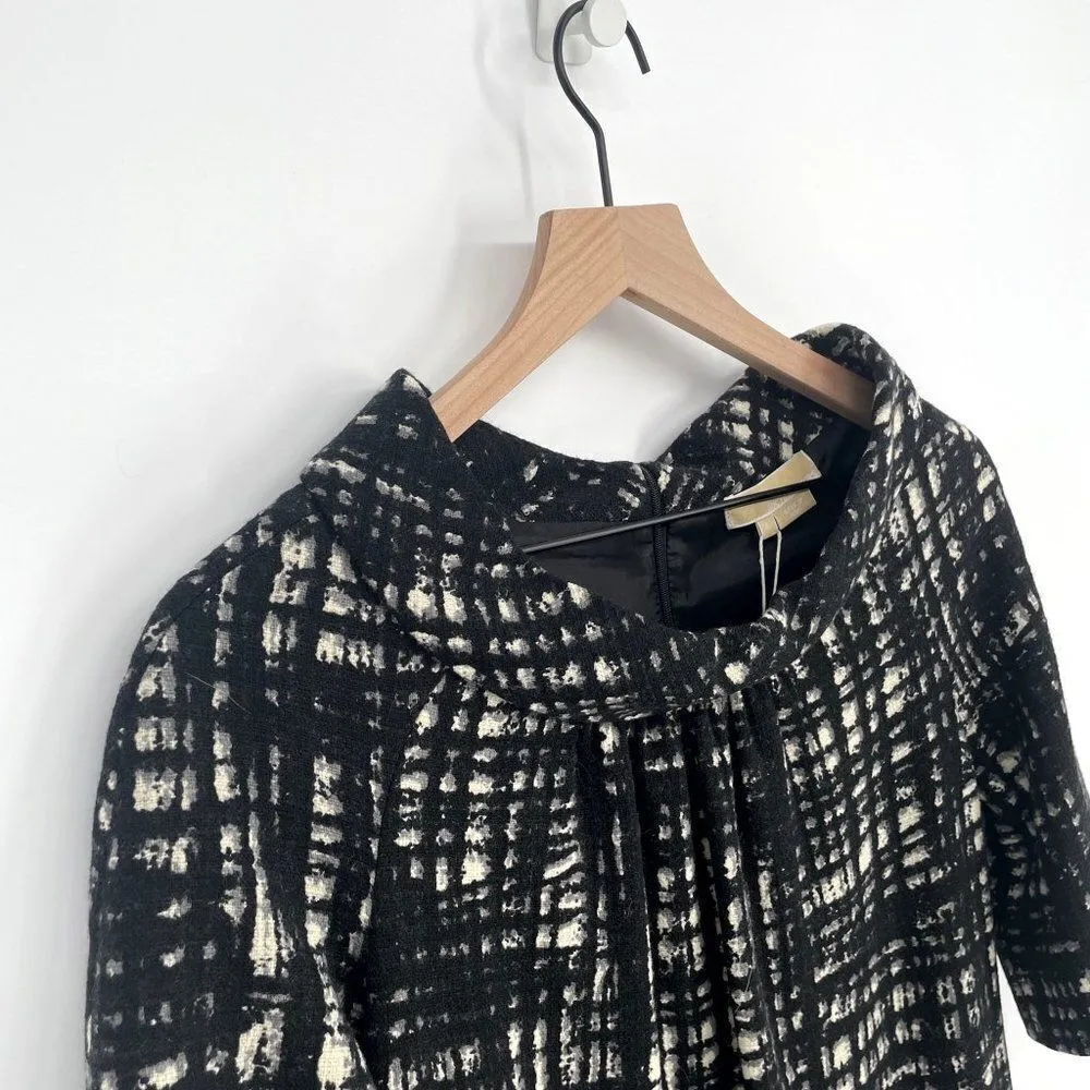Michael Kors Mock Neck 100% Wool Printed Mini Dress Black Women's 4 NEW - Image 3