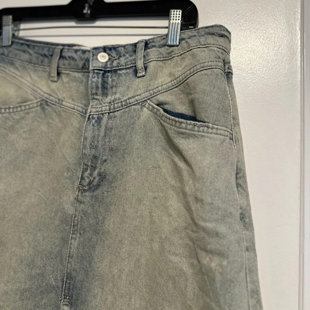 NWT Free People Sz:10 Come As You Are Maxi Light Wash Soft Denim Boho Skirt. - Image 10