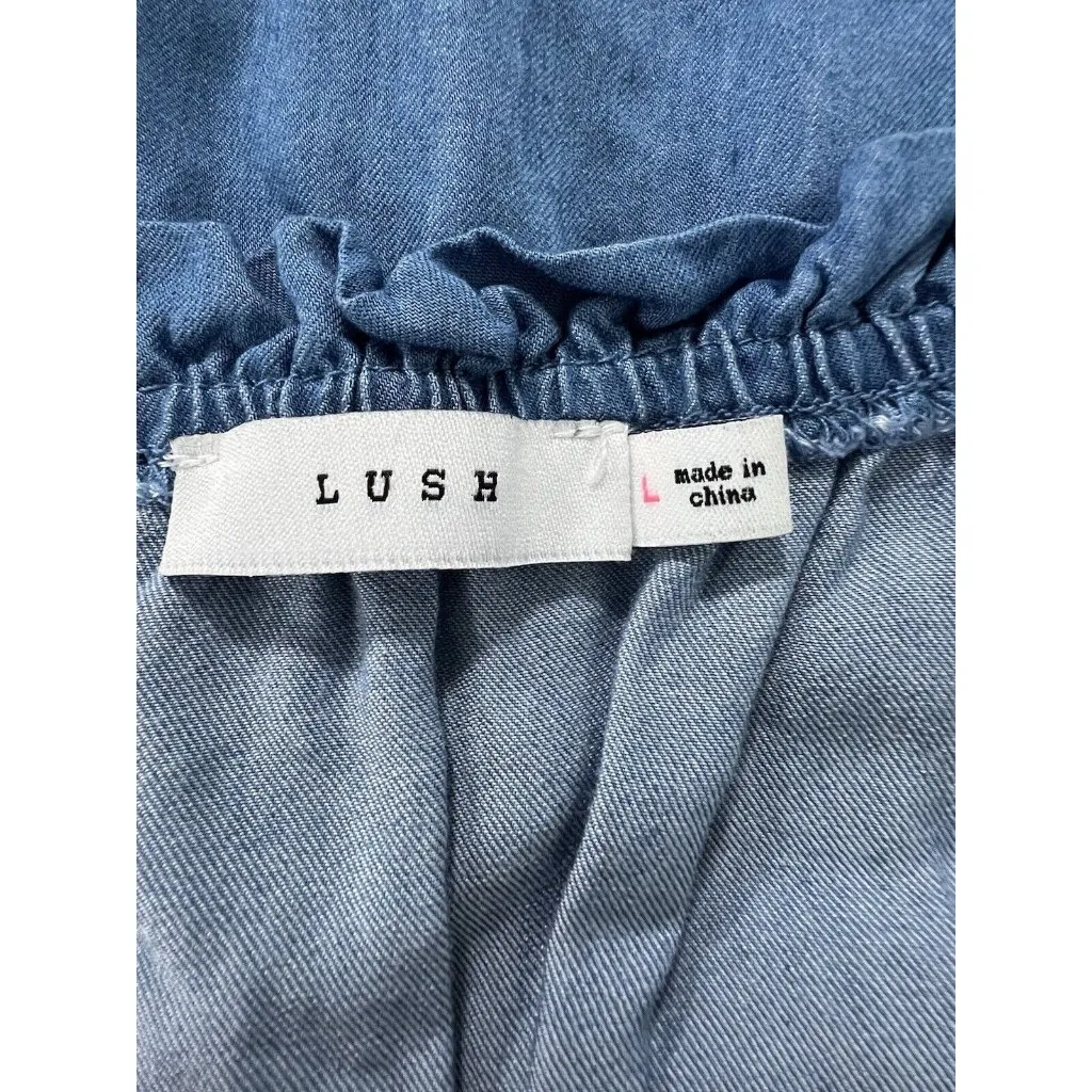 Lush Denim Dress Women Stretchy Comfortable Size Large Preppy‎ Beach Travel City - Image 3