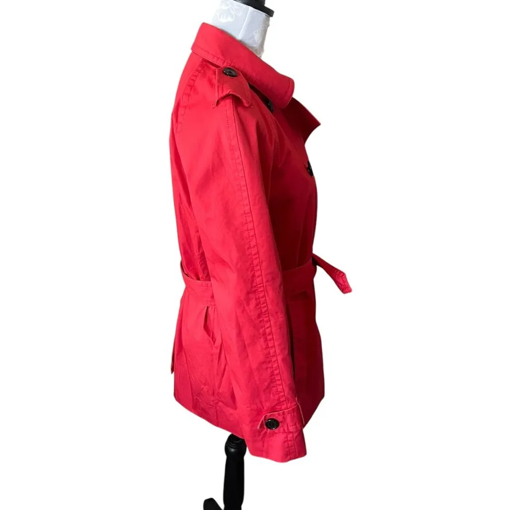 Coach New York Women’s Small Double Breasted Belt Casual Red Trench Jacket Coat - Image 2