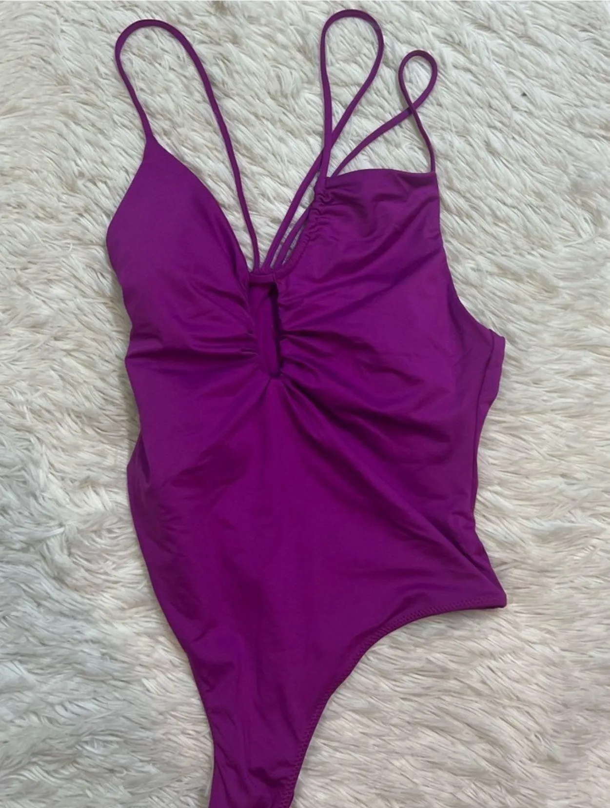 ruched magenta swimsuit - Image 3
