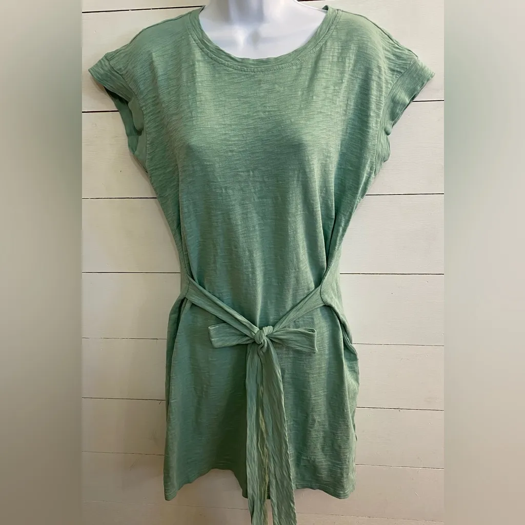 J Crew Women’s Sz Medium Pale Green Short Sleeve Tie-Waist T-Shirt Dress - Image 6