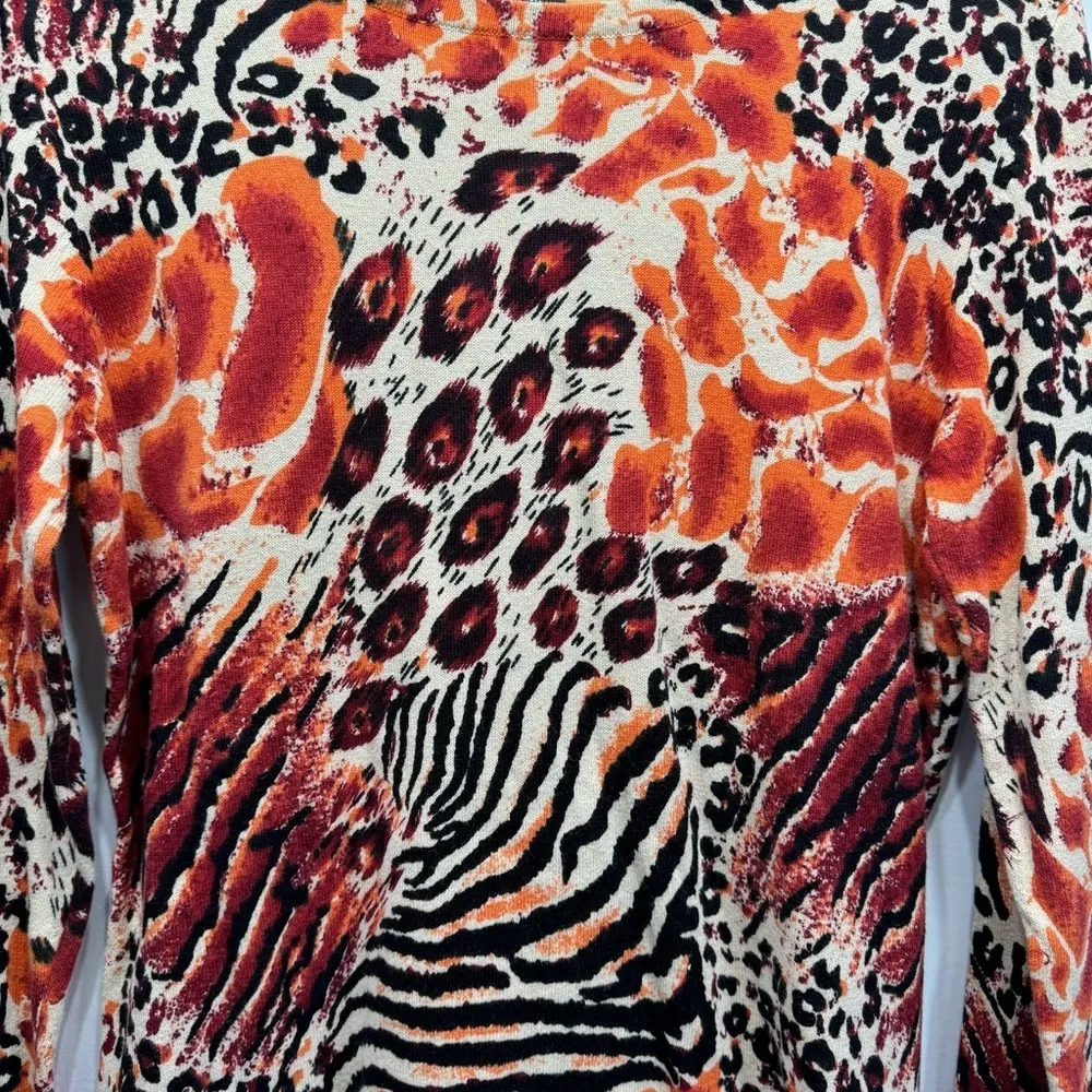 LouLou Mixed Animal Leopard Print 100% Cotton Long Sleeve Mobwife Sweater Large - Image 8