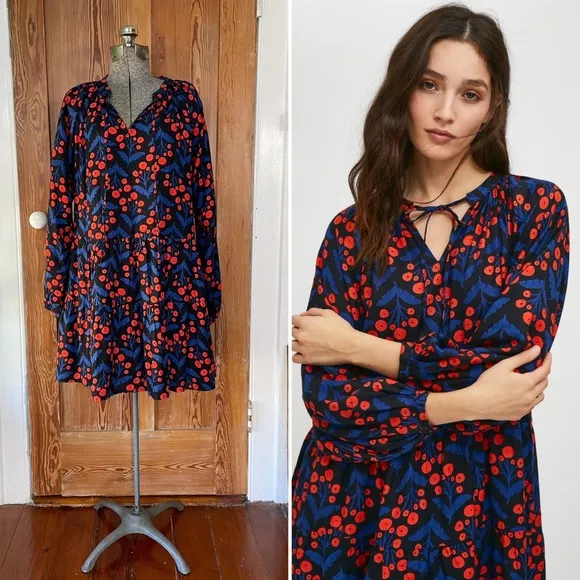 COMPANIA FANTASTICA Poppy Foral Tiered Long Sleeve Dress w/Pockets - Image 2