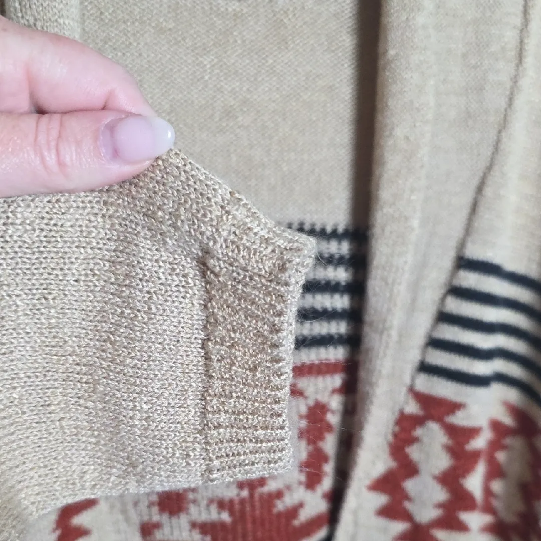 Maurices Aztec Geo Duster Long Fringe Cardigan Sweater Boho Western Brown Small - Image 6