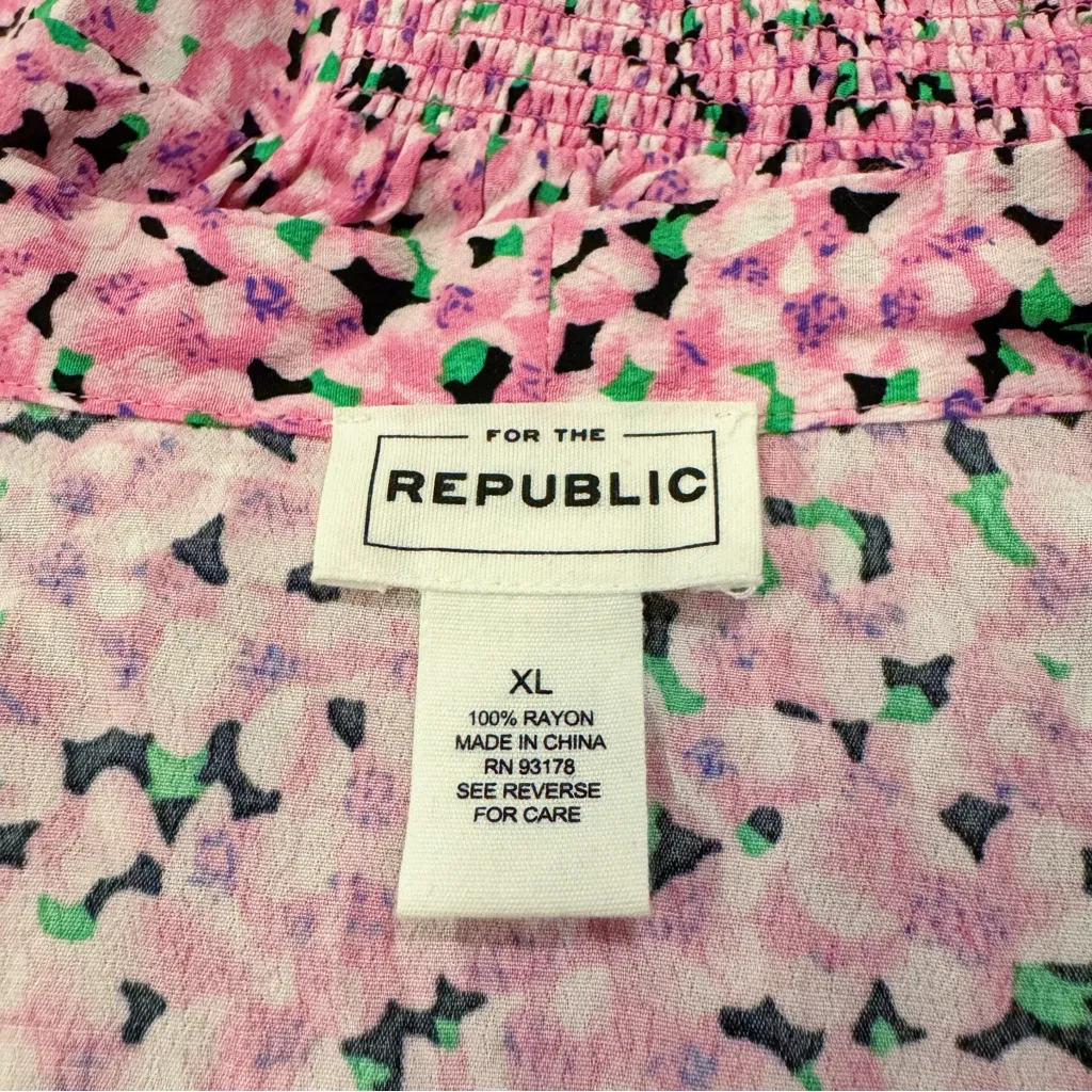 For The Republic Pink Ditsy Floral 3/4 Sleeve Blouse Size XL - Image 7