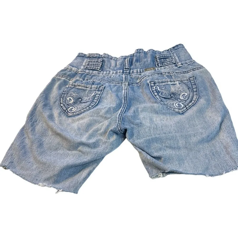 GOGO Star Girls Junior Distressed Crop Short Pants Blue Size 9 Sku 2531 - Image 12