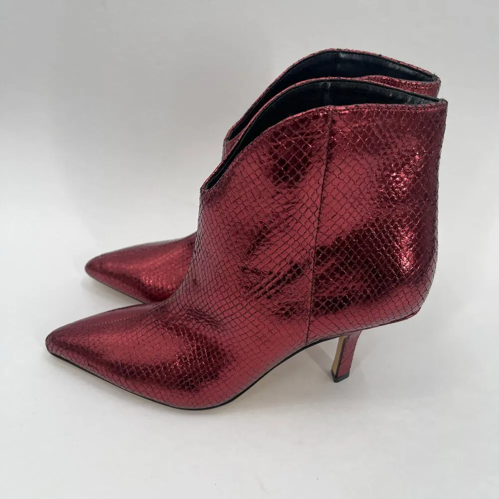 Marc Fisher LTD Boots Size 6 Haylian Point Toe Ankle Reptile Print Metallic Heel - Image 4