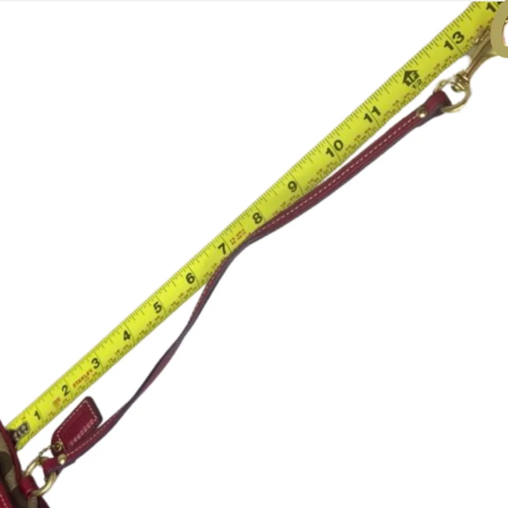 Vintage COACH Hampton Red Leather & Canvas Signature C Wristlet Clutch w Hangtag - Image 5