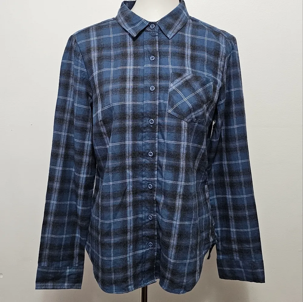 Alexander Jordan Blue & Gray Plaid Flannel Button Down Size Medium - Image 2