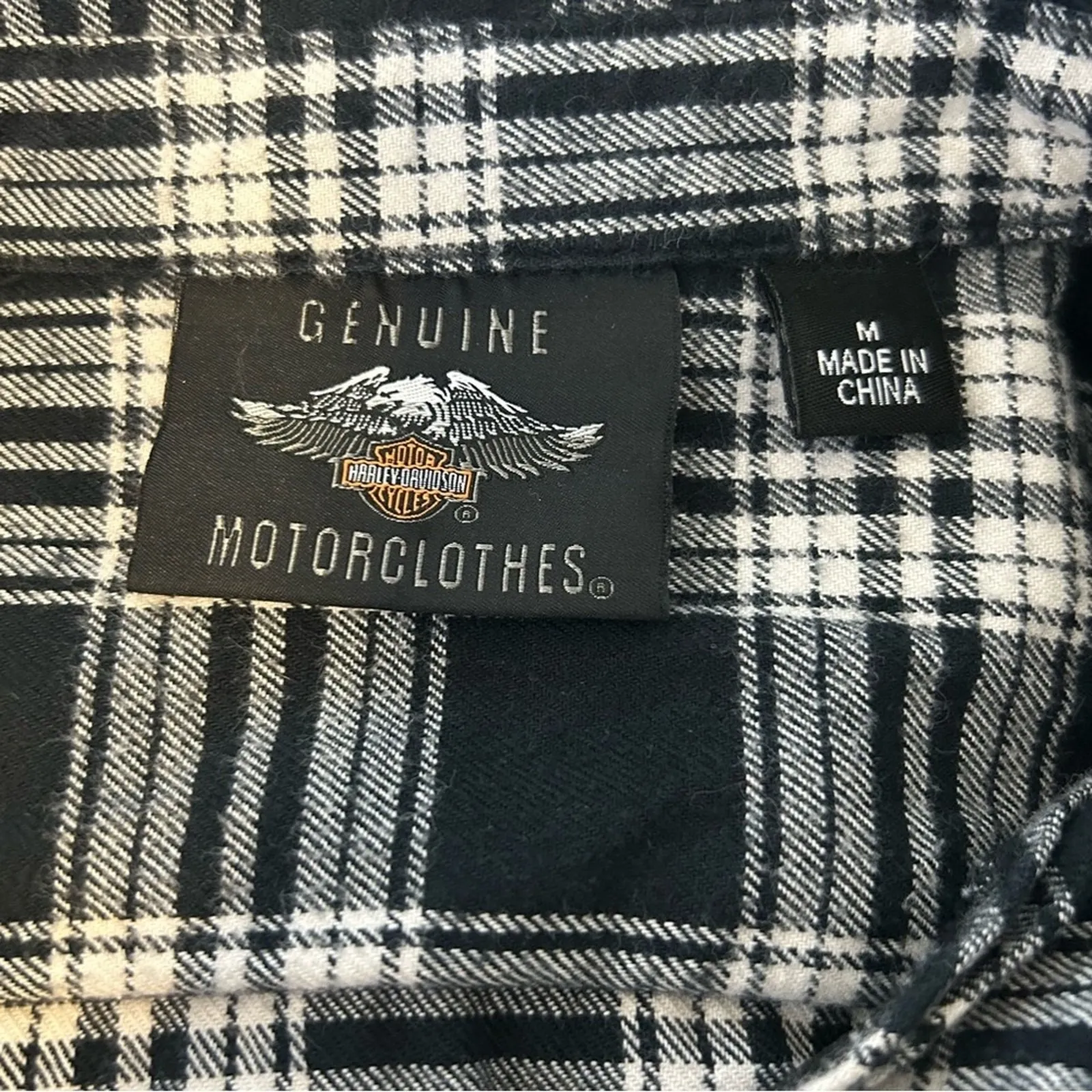 Harley Davidson Womens Plaid Flannel Shirt‎ Size Medium Black - Image 6