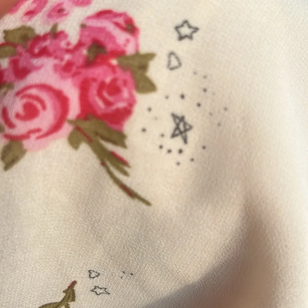 Black Tape midi floral feminine chiffon flowy dress size XS pink roses stars - Image 6