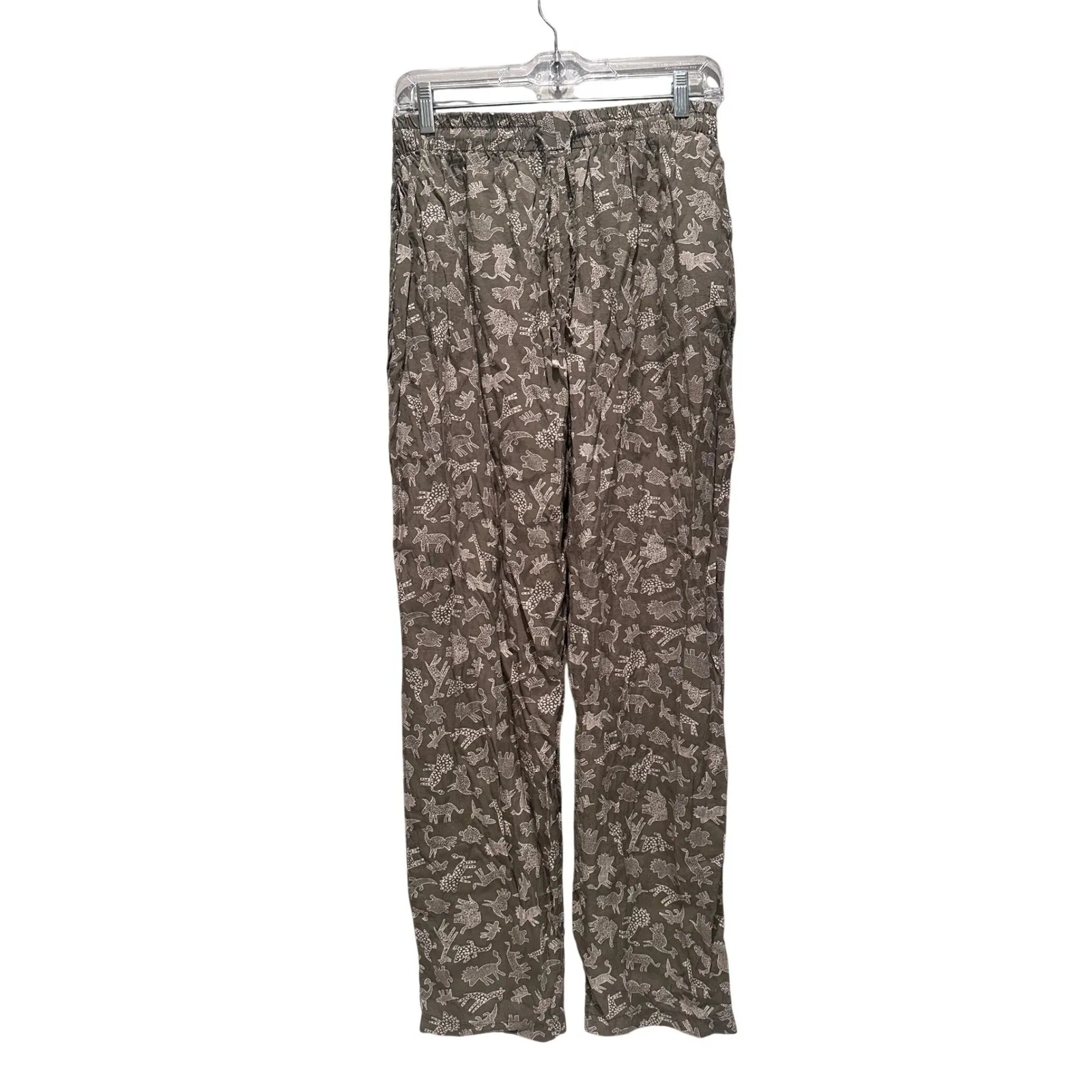 Tribal Green Safari Animals Lightweight Matching Pants Set Sleeveless Rayon - Image 9