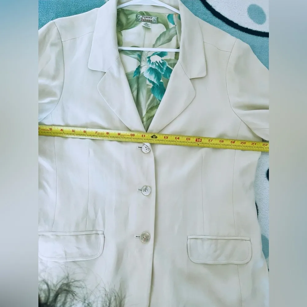 Blazer Business Cream Pockets Work Women's Silk Long Sleeve SZ 16 - Image 4