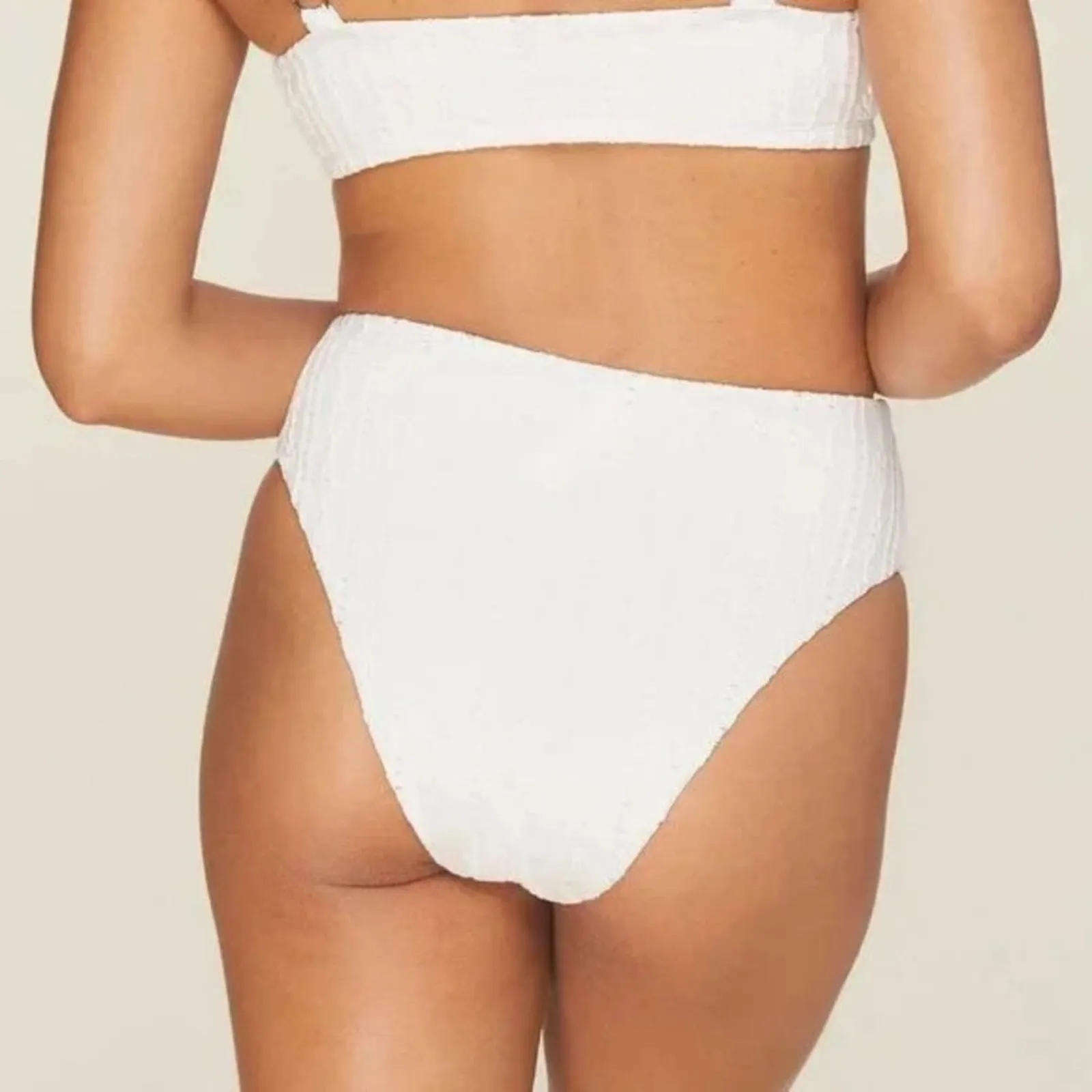Andie Swim 90s High Waisted Bikini Bottom Off White Eyelet Size Large‎ - Image 2