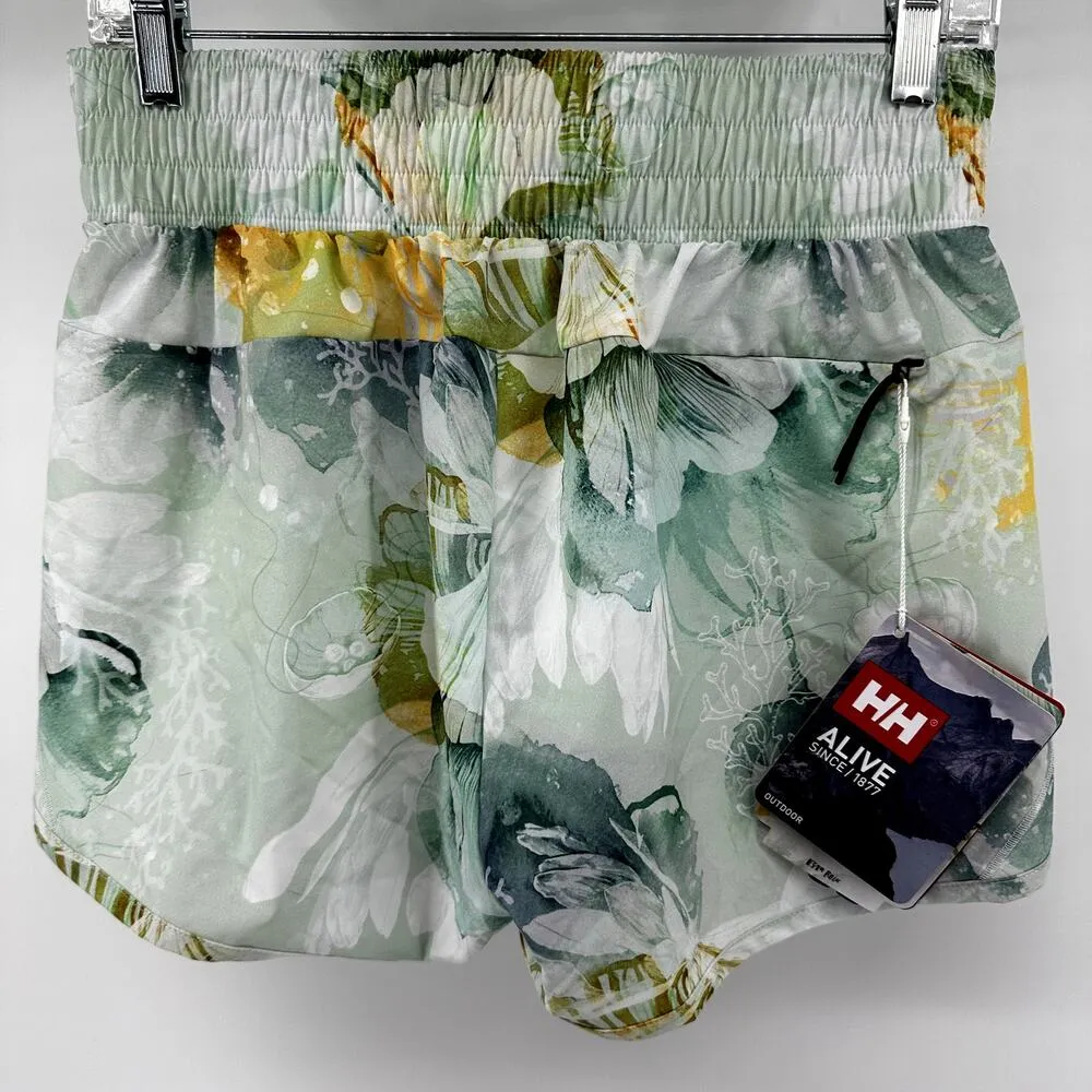 Helly Hansen Technical Trail Print Shorts Floral Smocked Mid Jade Esra M NWT - Image 8