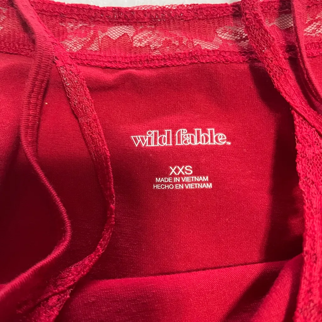 Cutesie Red Double Strap Layered Lace Trim Tank Top Cami Sz XXS EUC - Image 4