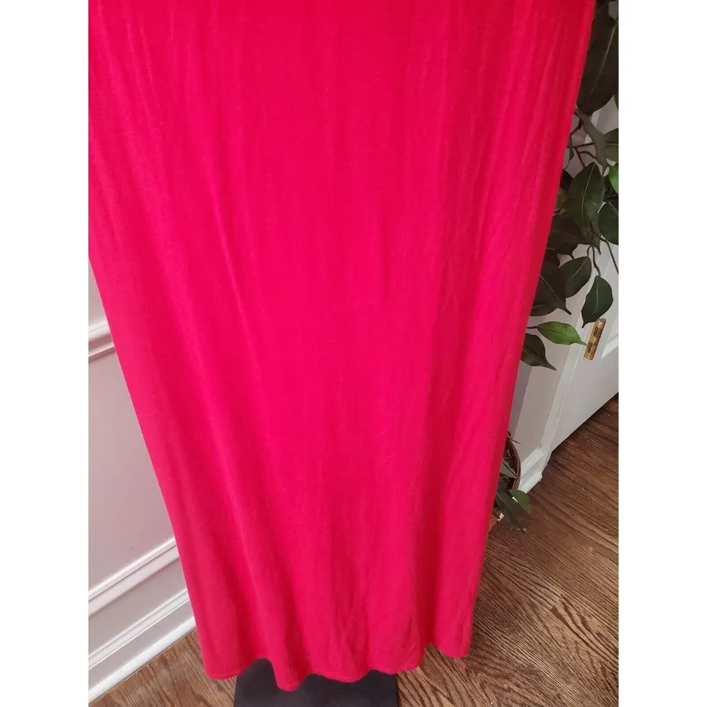 Loveappella Women's Red Rayon V-Neck Sleeveless Casual Long Maxi Dress Size XS - Image 5