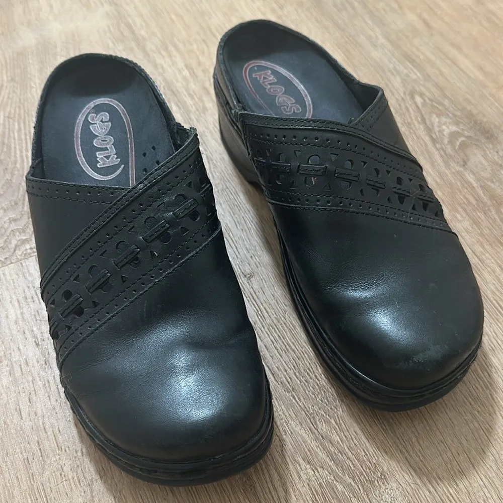 KLOGS | Women's Chunky Y2K Leather Syracuse Black Platform Clogs, Size 8.5 - Image 2