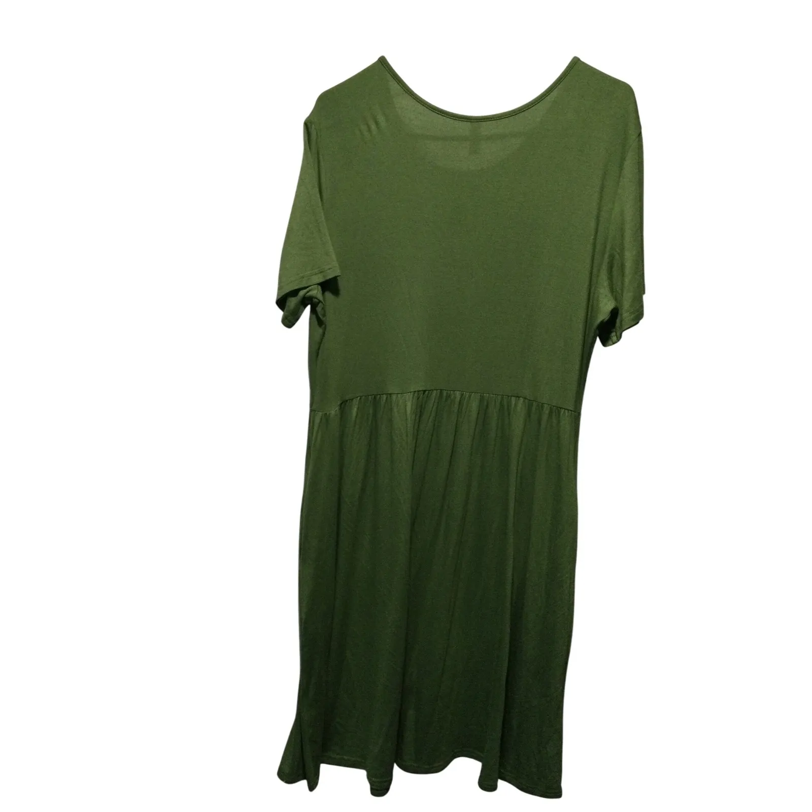 DB MOON Women's Olive Green‎ Casual Short Sleeve Midi Dress With Pockets XL Green - Image 7