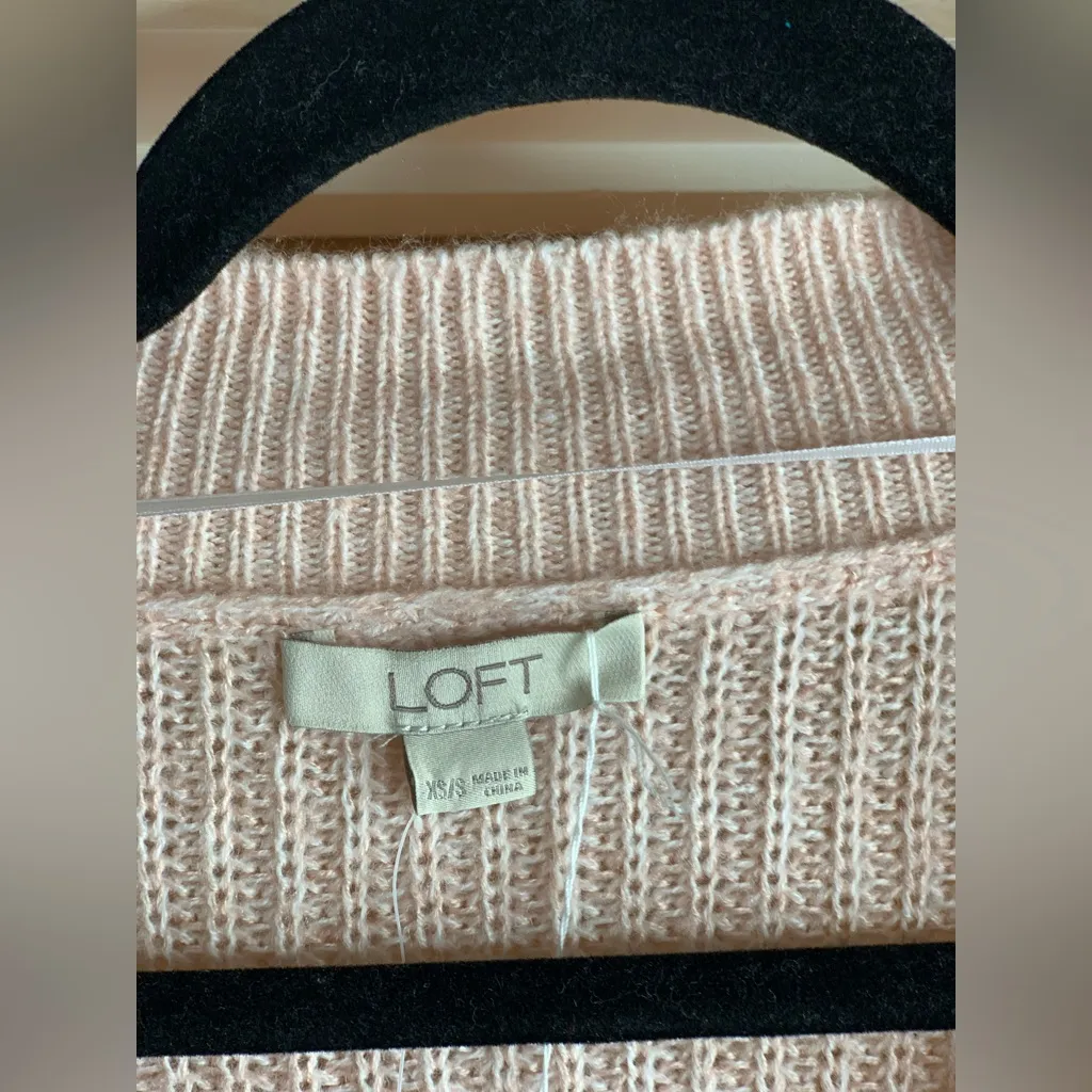 LOFT Soft Blush Pink V-Neck Knit Poncho Sweater.     Size-X-Small/Small - Image 2