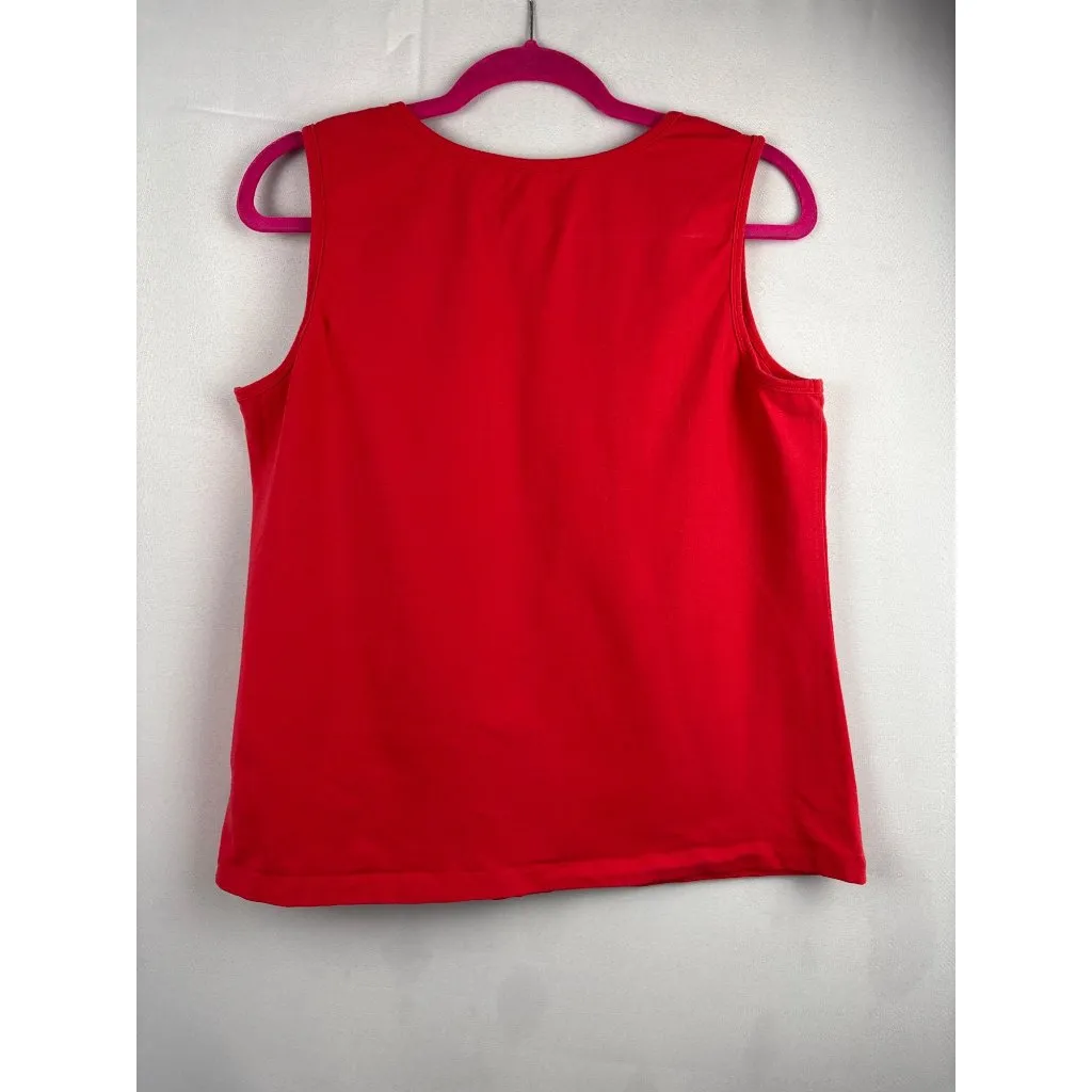 D&Co. Red Sleeveless Tank Top L Cotton/Spandex Blend Made In China Size L - Image 4