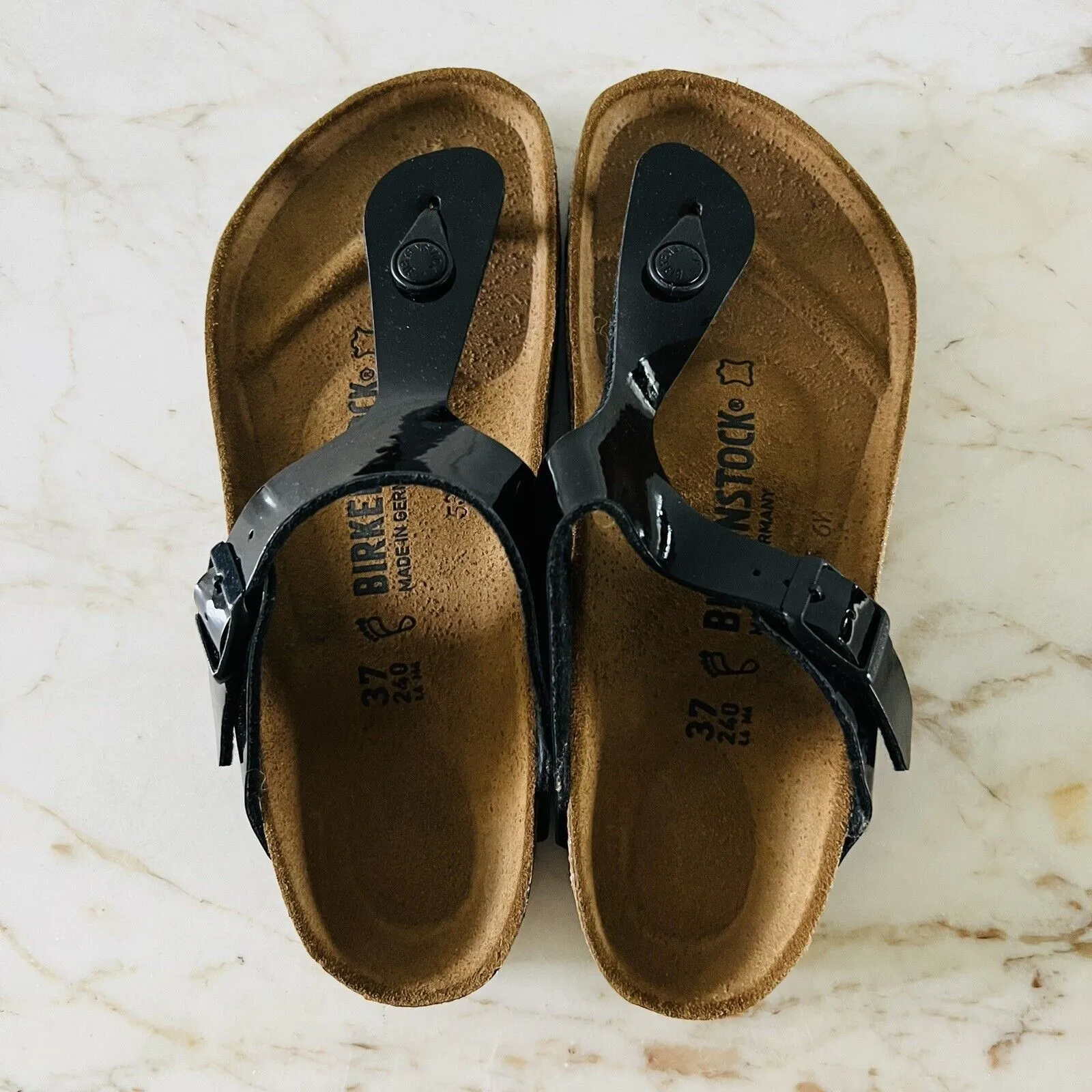 BIRKENSTOCK Gizeh Shiny Black Birko-Flor Slide Slippers - 37 EU - Image 8