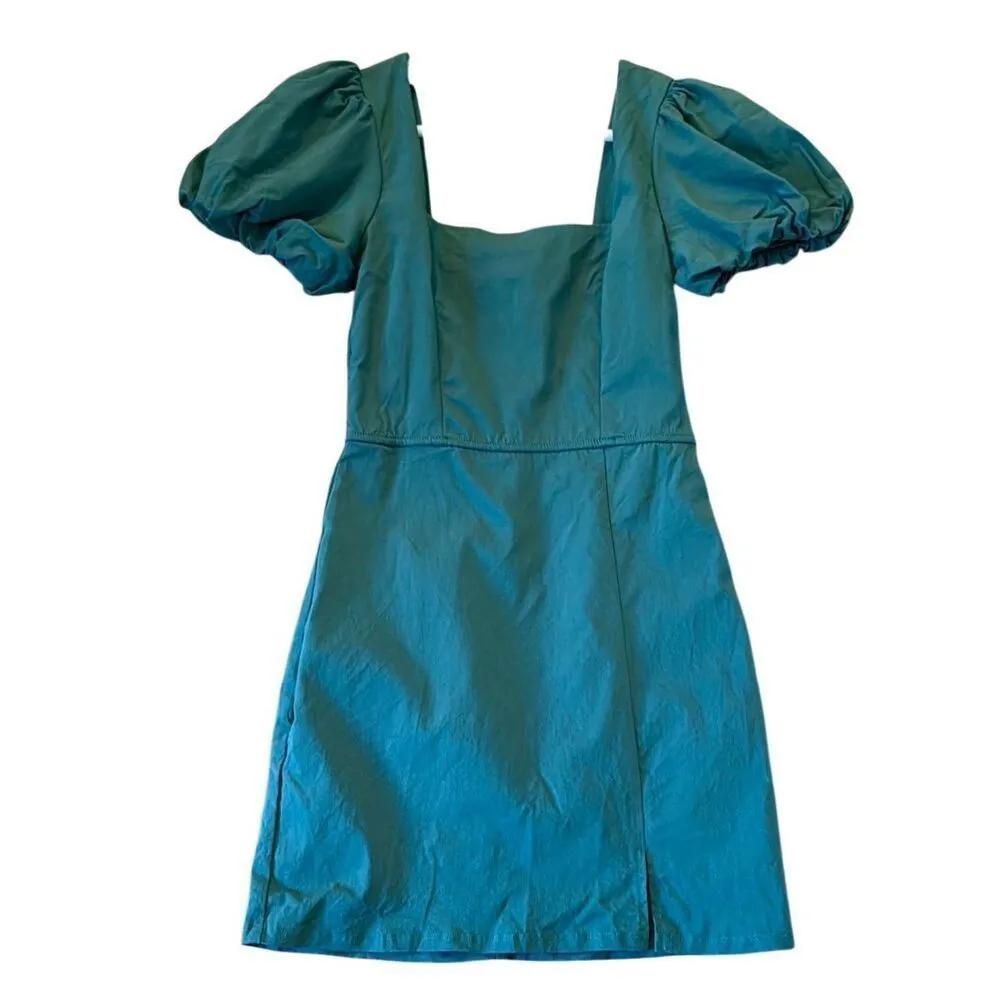 Trixxi green puff sleeve fitted mini dress size small - Image 3