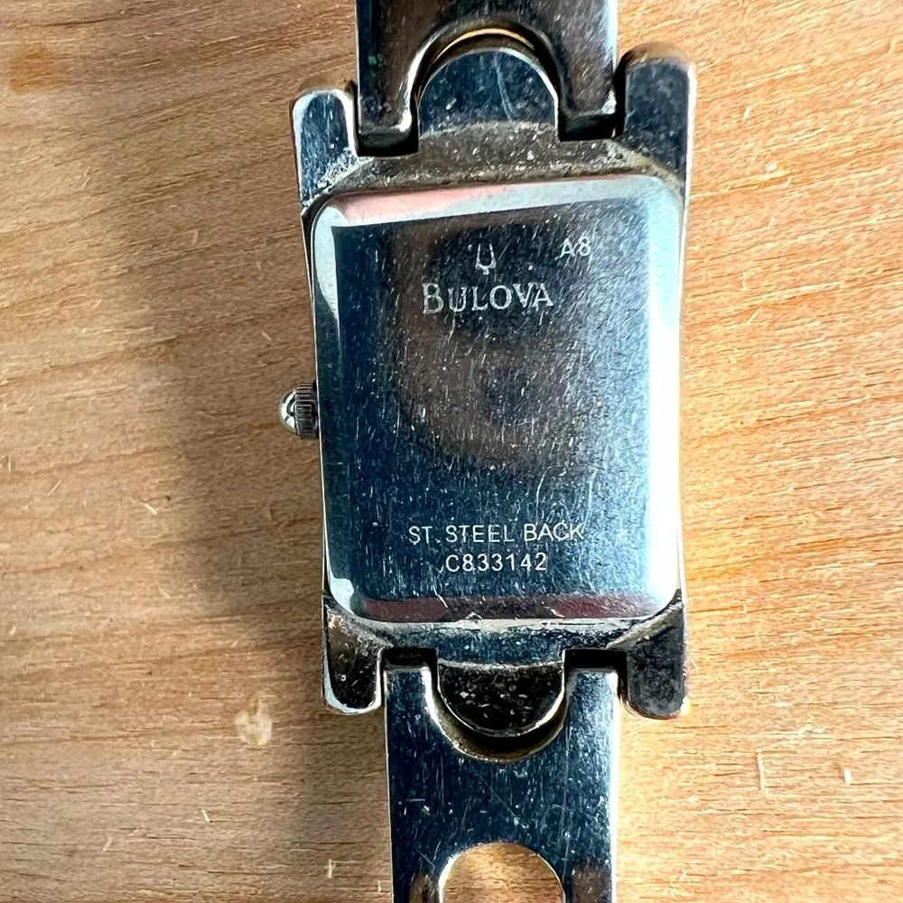 BULOVA Watch Cubic Zirconia Quartz Mother of Pearl Face Stainless A8 Bracelet - Image 6