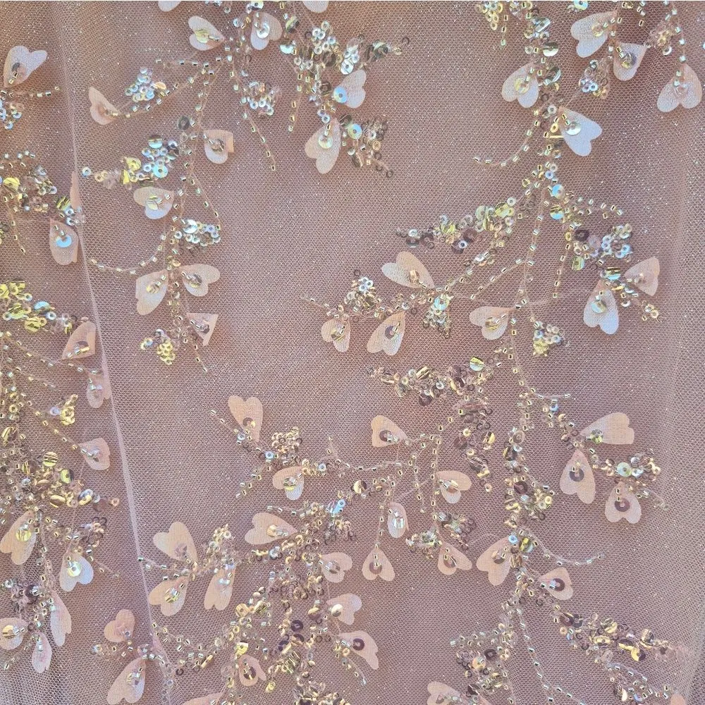 Mac Duggal 21003 Pink Beaded Mermaid Gown With Off The Shoulder Ruffle - Image 9