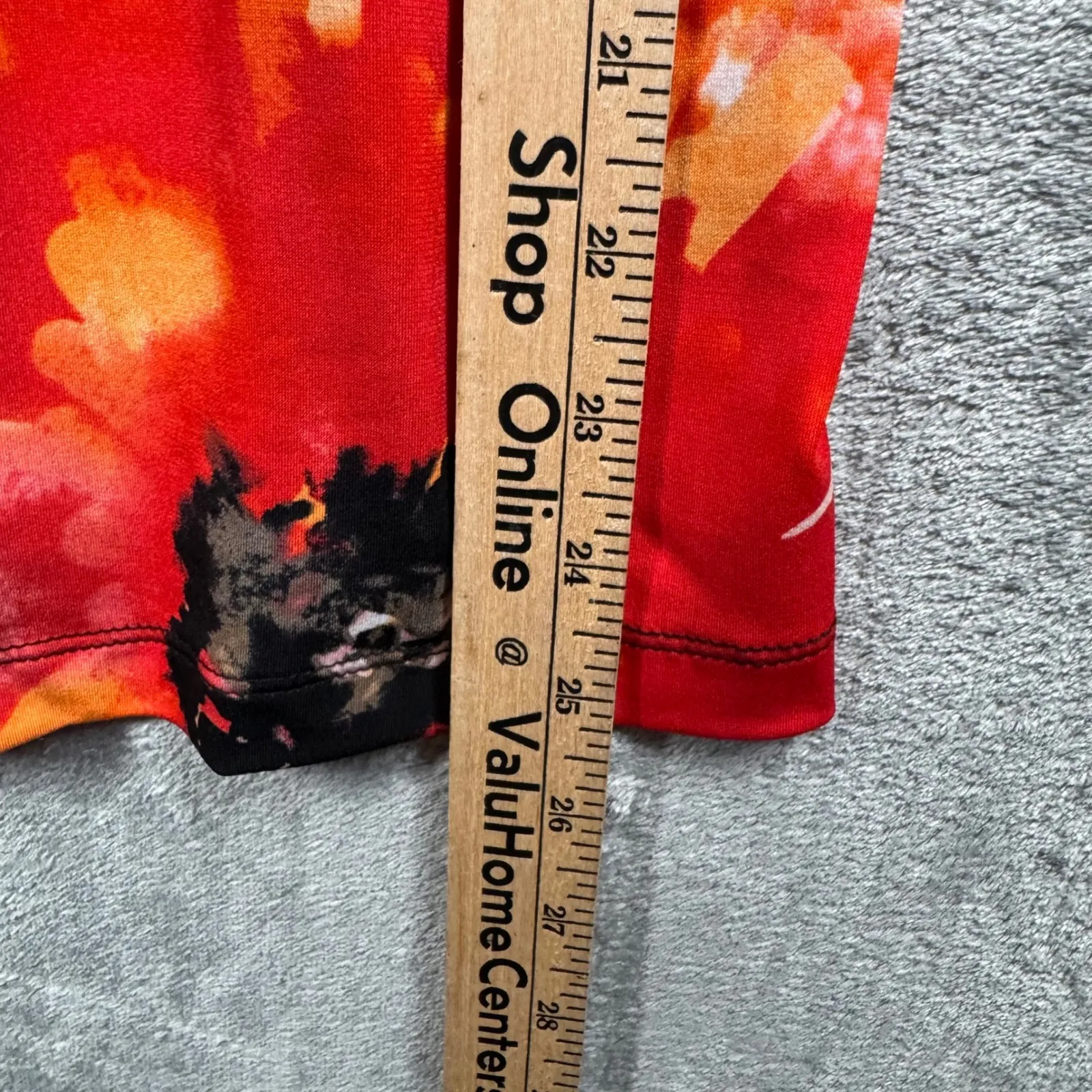 Susan Graver XS Artisan Top Black Red‎ Orange Floral Print Beaded Neck Office - Image 8