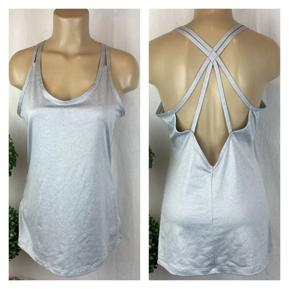 Apana Gray Sleeveless Strappy V Back Sport Tank Top M - Image 2