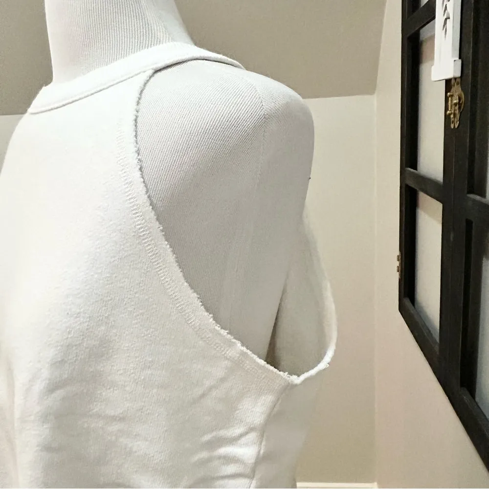 aerie White Sleeveless Sweatshirt Med - Image 3